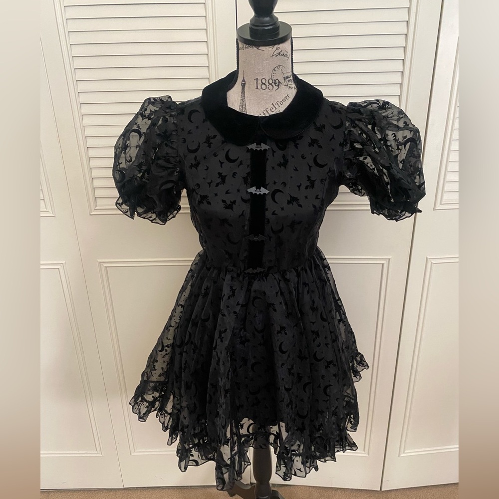 Trickz N Treatz Witch You Were Here Dolls Kill Black Babydoll Dress NWT